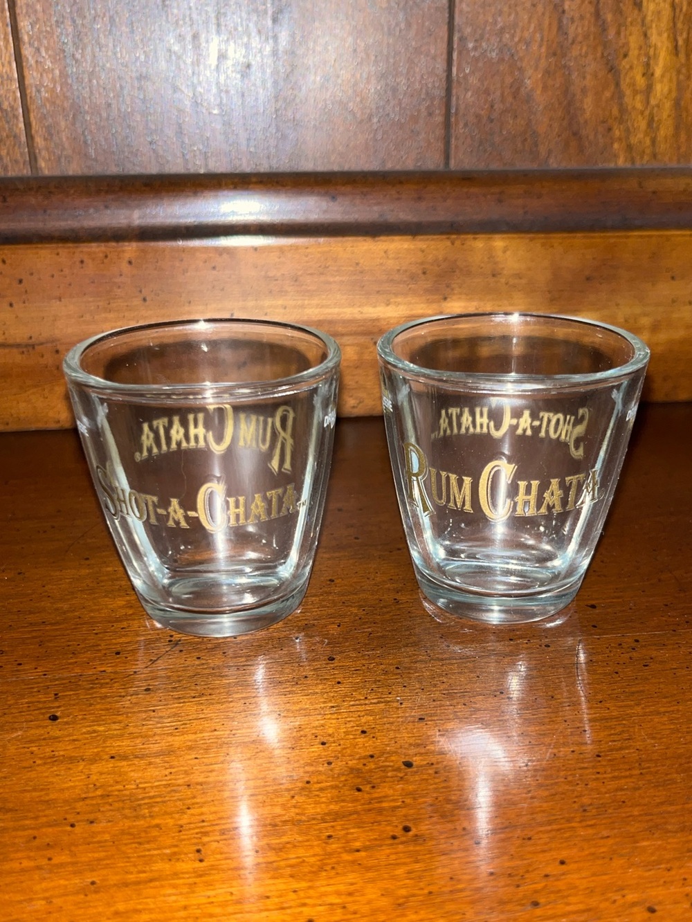 Branded Gold-Accent Clear Shot Glasses (Set of 2)